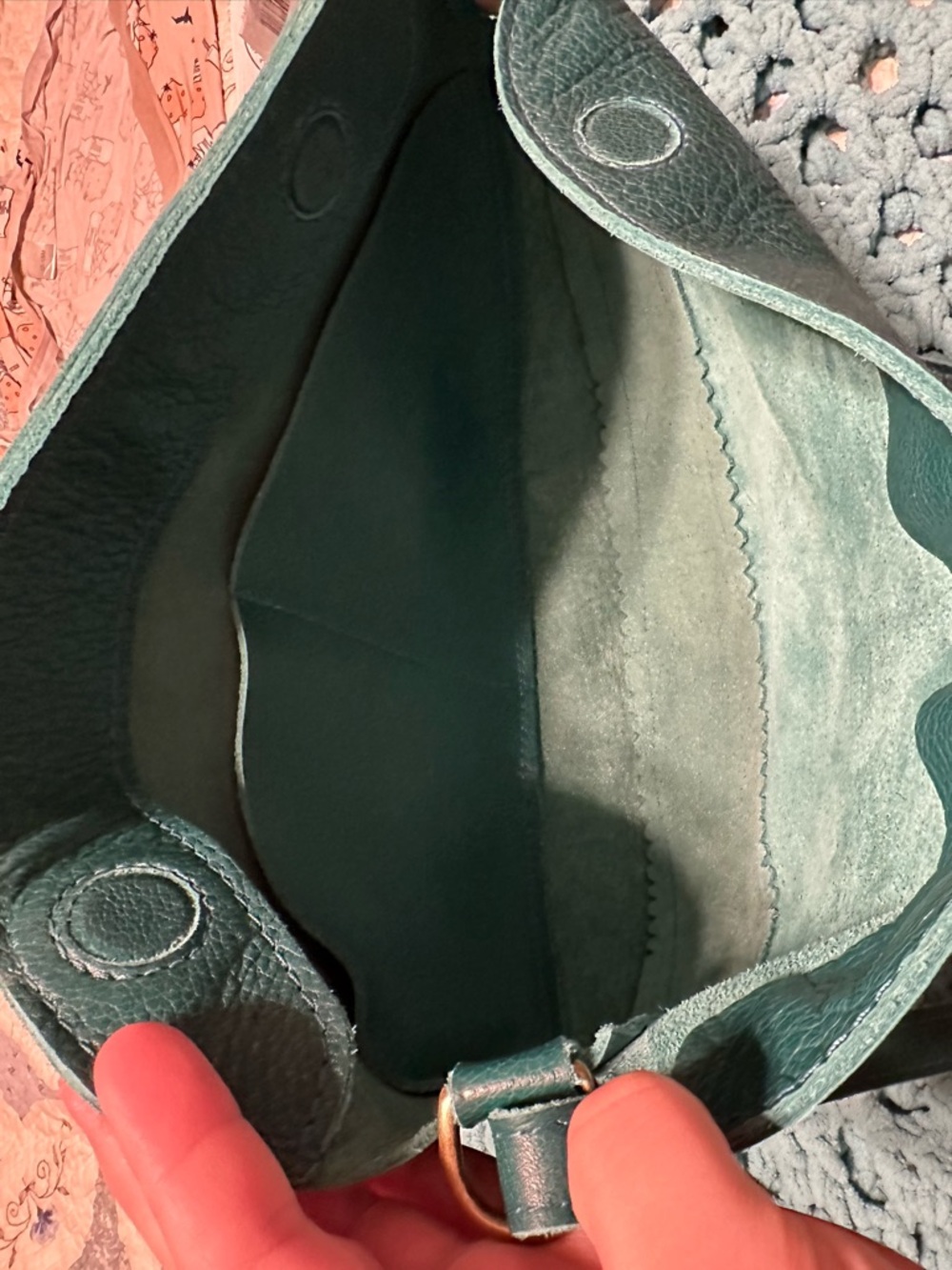 Portland Leather Teal Crossbody Bag - Picture 3 of 3